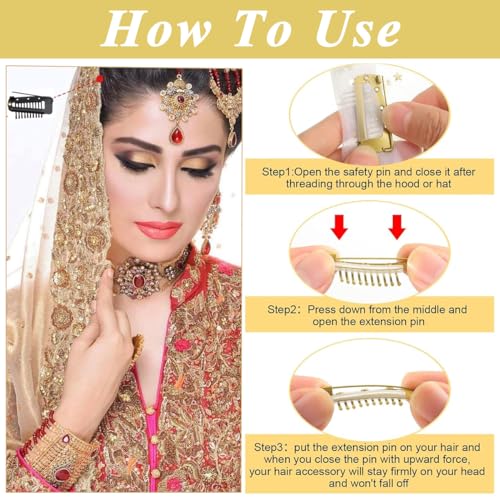 MAYCREATE® 6pcs Dupatta Clips for Brides MAYCREATE Chunni Clips Dupatta Clip for Hair Stainless Steel Strong Grip Dupatta Hair Pins for Veil for Bride Headscarf or Hair Extensions Clips with Safety Pins X 3 MAYCREATE® 6pcs Dupatta Clips for Brides MAYCREATE Chunni Clips Dupatta Clip for Hair Stainless Steel Strong Grip Dupatta Hair Pins for Veil for Bride Headscarf or Hair Extensions Clips with Safety Pins X 3